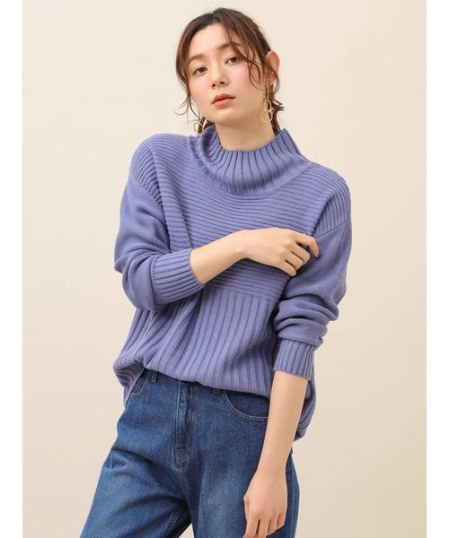 Green　Parks（グリーンパークス）の「切り替えリブニットプルオーバー＊（ニット/セーター・レディース・ブラック/ベージュ/パープル/ライトカーキ・FREE）」の17枚目の写真