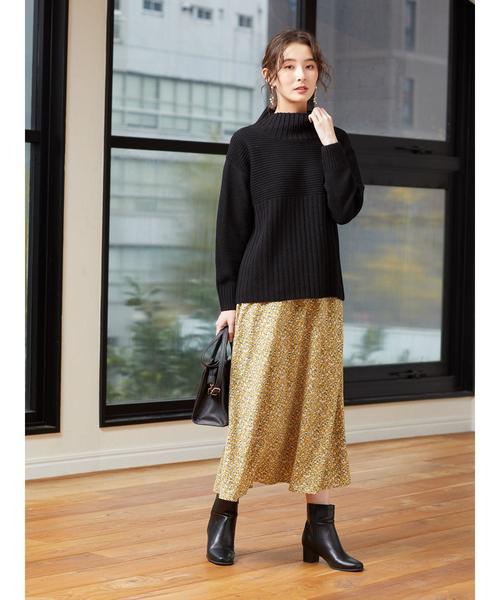 Green　Parks（グリーンパークス）の「切り替えリブニットプルオーバー＊（ニット/セーター・レディース・ブラック/ベージュ/パープル/ライトカーキ・FREE）」の18枚目の写真