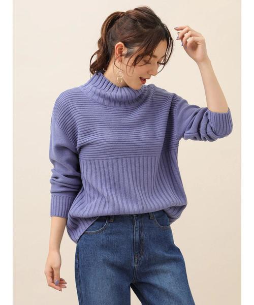 Green　Parks（グリーンパークス）の「切り替えリブニットプルオーバー＊（ニット/セーター・レディース・ブラック/ベージュ/パープル/ライトカーキ・FREE）」の7枚目の写真