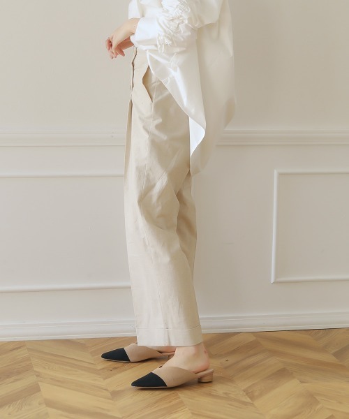 Bou Jeloud（ブージュルード）の「【WEB限定】麻混マリンワイドパンツ/リネンブレンドフロントボタンセンタープレスボトム（その他パンツ・レディース・ベージュ/ブラウン/ブルー・38）」の8枚目の写真