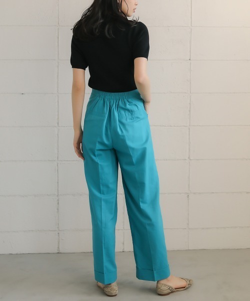 Bou Jeloud（ブージュルード）の「【WEB限定】麻混マリンワイドパンツ/リネンブレンドフロントボタンセンタープレスボトム（その他パンツ・レディース・ベージュ/ブラウン/ブルー・38）」の12枚目の写真