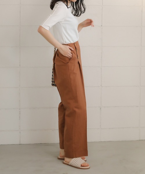 Bou Jeloud（ブージュルード）の「【WEB限定】麻混マリンワイドパンツ/リネンブレンドフロントボタンセンタープレスボトム（その他パンツ・レディース・ベージュ/ブラウン/ブルー・38）」の17枚目の写真