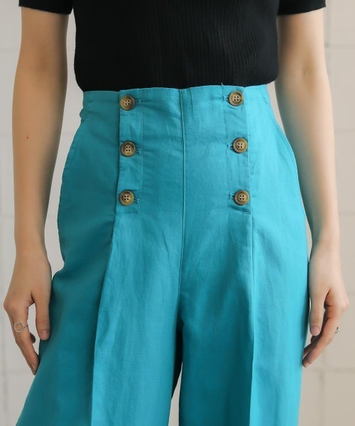 Bou Jeloud（ブージュルード）の「【WEB限定】麻混マリンワイドパンツ/リネンブレンドフロントボタンセンタープレスボトム（その他パンツ・レディース・ベージュ/ブラウン/ブルー・38）」の21枚目の写真