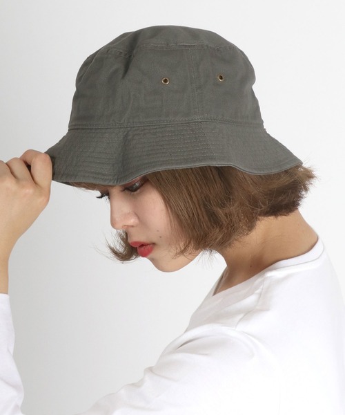 newhattan(ニューハッタン)の「NEWHATTAN(ニューハッタン) バケットハット/無地/迷彩 カモフラ(ハット・レディース・カーキ/ウッドランド/ホワイト/オリーブ/グレー系カモフラージュ/ベージュ/ラベンダー/ブラック/ネイビー/ブラウン/チャコールグレー/デザートカモ・M/L)」の7枚目の写真