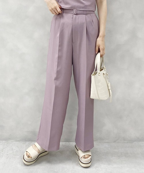 one after another NICE CLAUP（ワンアフターアナザーナイスクラップ）の「アソートストレートパンツ（スラックス・レディース・ブラック/パープル/オフホワイト/サックスブルー/アイボリー・FREE）」の5枚目の写真