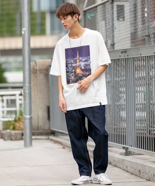 En serio TOKYO（エンソリオトーキョー）の「フォトシートプリント ビッグシルエット Tシャツ【TOKYO NIGHT VIEW】（Tシャツ/カットソー・メンズ・ブラック/オフホワイト/サンドベージュ/グレイッシュブルー・LL/S/M/L）」の19枚目の写真