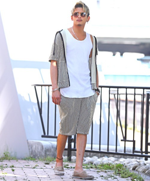 LUXSTYLE(ラグスタイル)の「シアサッカーショートパンツ(その他パンツ・メンズ・ブラック/ネイビー/ストライプ/ホワイト×グレー・L/M/S/XL)」の18枚目の写真