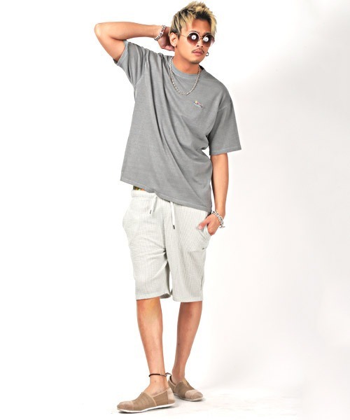 LUXSTYLE(ラグスタイル)の「シアサッカーショートパンツ(その他パンツ・メンズ・ブラック/ネイビー/ストライプ/ホワイト×グレー・L/M/S/XL)」の14枚目の写真