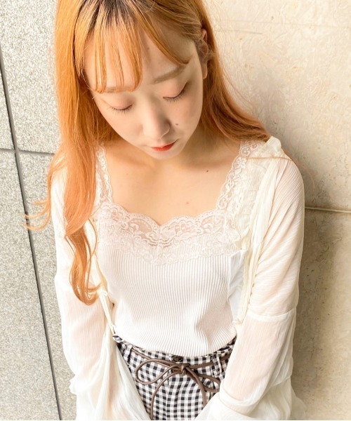 apres jour(アプレジュール)の「レースリブキャミ【ZOZOTOWN限定アイテム】(タンクトップ・レディース・ブラック/アイボリー/モカ・フリー)」の1枚目の写真