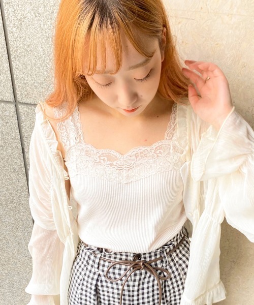 apres jour(アプレジュール)の「レースリブキャミ【ZOZOTOWN限定アイテム】(タンクトップ・レディース・ブラック/アイボリー/モカ・フリー)」の5枚目の写真