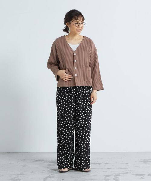 FEELING MADE（フィーリングメイド）の「FEELING MADE ストレッチリブ Vネック カーディガン（カーディガン/ボレロ・レディース・ブラック/ケリー/ベージュ・FREE）」の14枚目の写真