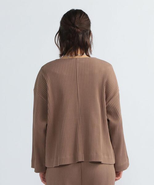 FEELING MADE（フィーリングメイド）の「FEELING MADE ストレッチリブ Vネック カーディガン（カーディガン/ボレロ・レディース・ブラック/ケリー/ベージュ・FREE）」の9枚目の写真