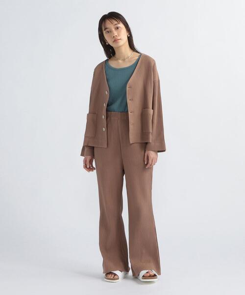 FEELING MADE（フィーリングメイド）の「FEELING MADE ストレッチリブ Vネック カーディガン（カーディガン/ボレロ・レディース・ブラック/ケリー/ベージュ・FREE）」の20枚目の写真