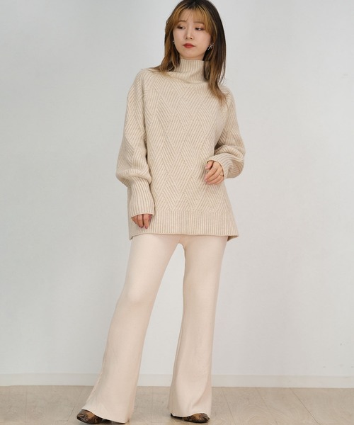 ANDJ（アンドジェイ）の「【ANDJ MADE】リブニットフレアパンツ