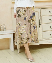 シフォン花柄ロングスカート