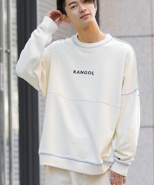 KANGOL(カンゴール)の「【 KANGOL × A.S.M コラボ 】 カンゴール ユニセックス T/C裏毛 スウェット オーバーサイズ ビッグ トレーナー(スウェット・メンズ・サックスブルー/ミント/ホワイト/ラベンダー/ブラック/グレイッシュベージュ・48/50)」の2枚目の写真