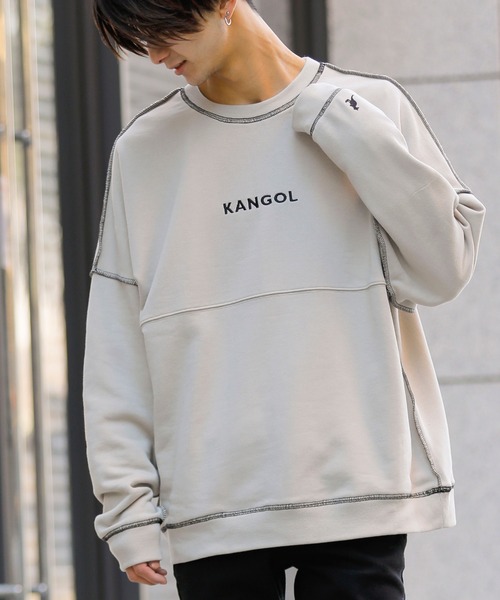 KANGOL(カンゴール)の「【 KANGOL × A.S.M コラボ 】 カンゴール ユニセックス T/C裏毛 スウェット オーバーサイズ ビッグ トレーナー(スウェット・メンズ・サックスブルー/ミント/ホワイト/ラベンダー/ブラック/グレイッシュベージュ・48/50)」の4枚目の写真