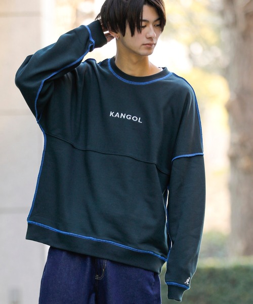 KANGOL(カンゴール)の「【 KANGOL × A.S.M コラボ 】 カンゴール ユニセックス T/C裏毛 スウェット オーバーサイズ ビッグ トレーナー(スウェット・メンズ・サックスブルー/ミント/ホワイト/ラベンダー/ブラック/グレイッシュベージュ・48/50)」の3枚目の写真