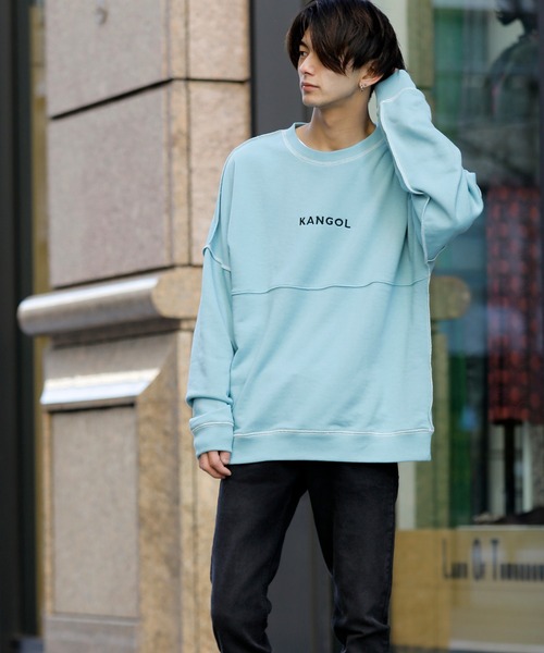 KANGOL(カンゴール)の「【 KANGOL × A.S.M コラボ 】 カンゴール ユニセックス T/C裏毛 スウェット オーバーサイズ ビッグ トレーナー(スウェット・メンズ・サックスブルー/ミント/ホワイト/ラベンダー/ブラック/グレイッシュベージュ・48/50)」の7枚目の写真
