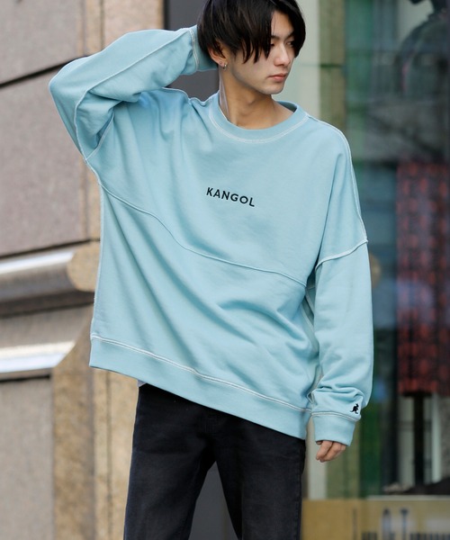 KANGOL(カンゴール)の「【 KANGOL × A.S.M コラボ 】 カンゴール ユニセックス T/C裏毛 スウェット オーバーサイズ ビッグ トレーナー(スウェット・メンズ・サックスブルー/ミント/ホワイト/ラベンダー/ブラック/グレイッシュベージュ・48/50)」の8枚目の写真