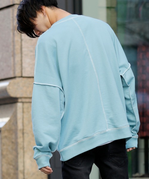 KANGOL(カンゴール)の「【 KANGOL × A.S.M コラボ 】 カンゴール ユニセックス T/C裏毛 スウェット オーバーサイズ ビッグ トレーナー(スウェット・メンズ・サックスブルー/ミント/ホワイト/ラベンダー/ブラック/グレイッシュベージュ・48/50)」の9枚目の写真