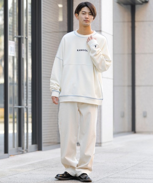 KANGOL(カンゴール)の「【 KANGOL × A.S.M コラボ 】 カンゴール ユニセックス T/C裏毛 スウェット オーバーサイズ ビッグ トレーナー(スウェット・メンズ・サックスブルー/ミント/ホワイト/ラベンダー/ブラック/グレイッシュベージュ・48/50)」の12枚目の写真