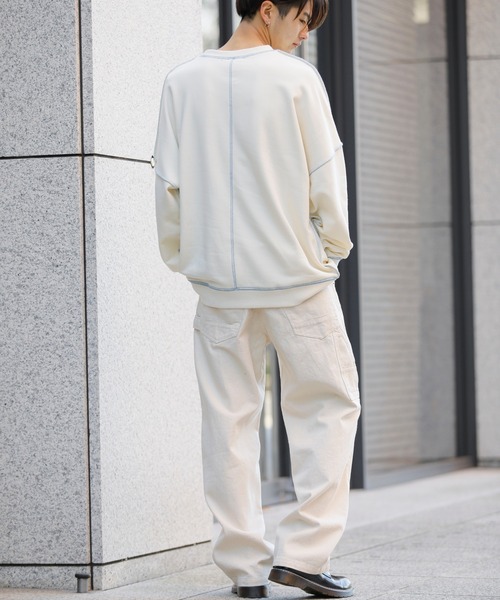 KANGOL(カンゴール)の「【 KANGOL × A.S.M コラボ 】 カンゴール ユニセックス T/C裏毛 スウェット オーバーサイズ ビッグ トレーナー(スウェット・メンズ・サックスブルー/ミント/ホワイト/ラベンダー/ブラック/グレイッシュベージュ・48/50)」の11枚目の写真
