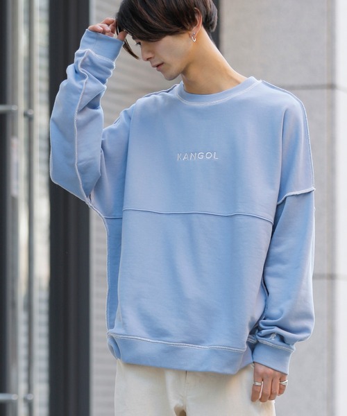 KANGOL(カンゴール)の「【 KANGOL × A.S.M コラボ 】 カンゴール ユニセックス T/C裏毛 スウェット オーバーサイズ ビッグ トレーナー(スウェット・メンズ・サックスブルー/ミント/ホワイト/ラベンダー/ブラック/グレイッシュベージュ・48/50)」の13枚目の写真