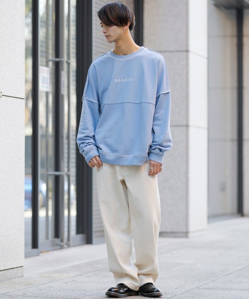 KANGOL(カンゴール)の「【 KANGOL × A.S.M コラボ 】 カンゴール ユニセックス T/C裏毛 スウェット オーバーサイズ ビッグ トレーナー(スウェット・メンズ・サックスブルー/ミント/ホワイト/ラベンダー/ブラック/グレイッシュベージュ・48/50)」の14枚目の写真