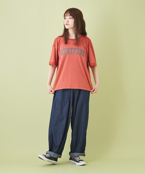 CUBE SUGAR（キューブシュガー）の「綿麻 テンセルデニム イージー サイドポケットパンツ（デニムパンツ・レディース・インディゴブルー/ライトブルー・M）」の5枚目の写真