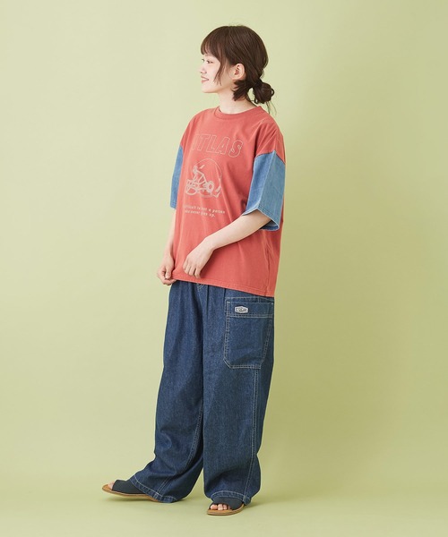 CUBE SUGAR（キューブシュガー）の「綿麻 テンセルデニム イージー サイドポケットパンツ（デニムパンツ・レディース・インディゴブルー/ライトブルー・M）」の8枚目の写真