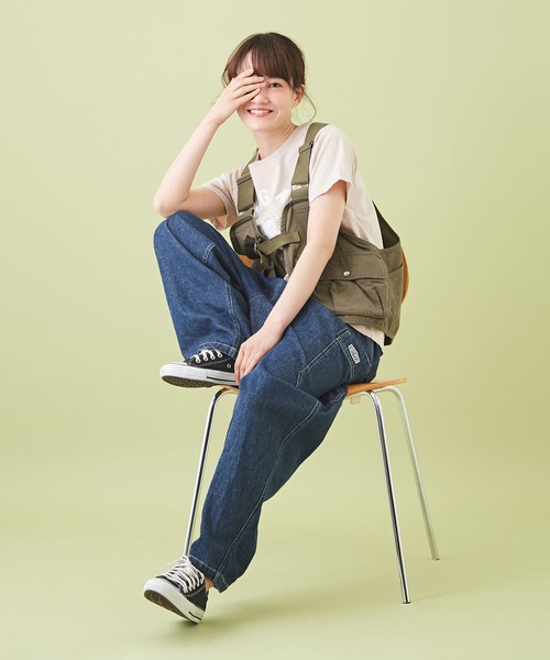 CUBE SUGAR（キューブシュガー）の「綿麻 テンセルデニム イージー サイドポケットパンツ（デニムパンツ・レディース・インディゴブルー/ライトブルー・M）」の19枚目の写真