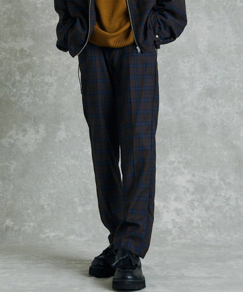 act'm（アクトム）の「センタープリーツ スリムストレートスラックスパンツ（スラックス・メンズ・ブラック/チェック/チョコ・S/M/L）」の3枚目の写真
