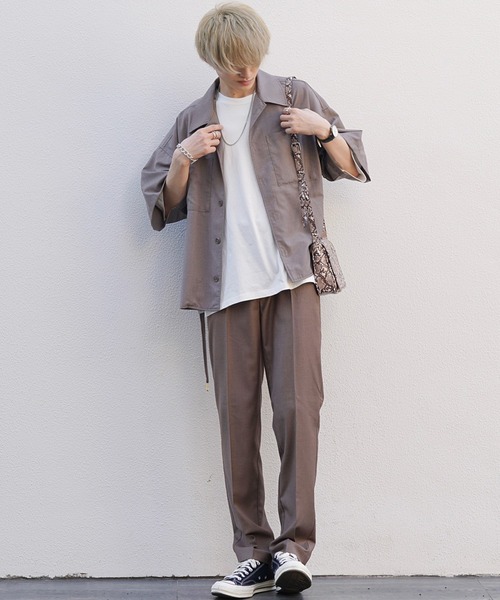 act'm（アクトム）の「センタープリーツ スリムストレートスラックスパンツ（スラックス・メンズ・ブラック/チェック/チョコ・S/M/L）」の7枚目の写真