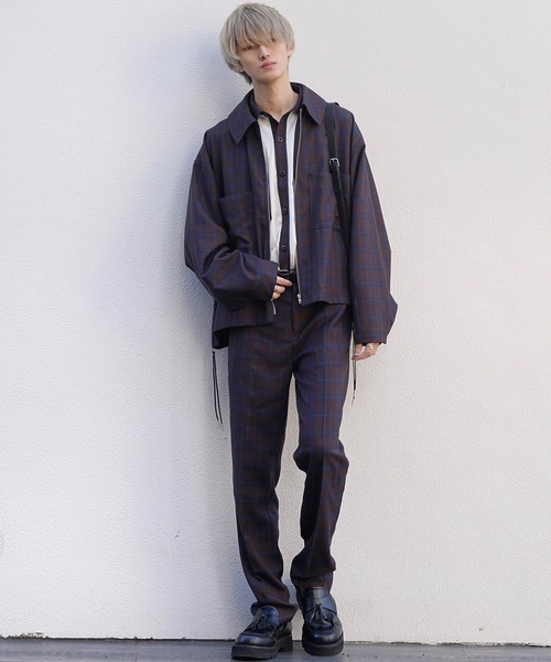 act'm（アクトム）の「センタープリーツ スリムストレートスラックスパンツ（スラックス・メンズ・ブラック/チェック/チョコ・S/M/L）」の18枚目の写真