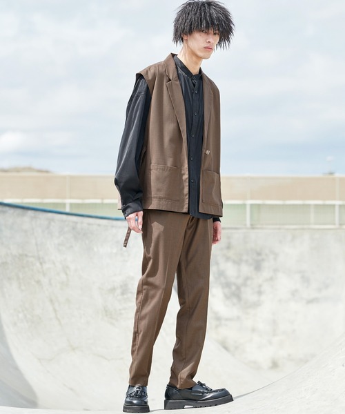 act'm（アクトム）の「センタープリーツ スリムストレートスラックスパンツ（スラックス・メンズ・ブラック/チェック/チョコ・S/M/L）」の9枚目の写真