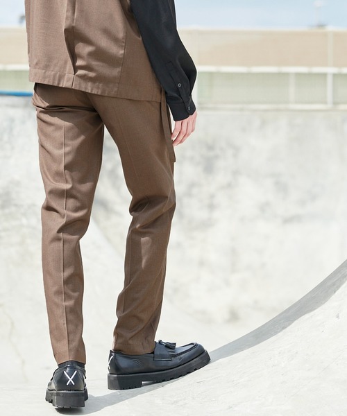 act'm（アクトム）の「センタープリーツ スリムストレートスラックスパンツ（スラックス・メンズ・ブラック/チェック/チョコ・S/M/L）」の17枚目の写真