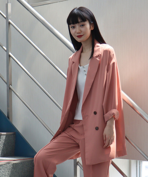 VENCEEXCHANGE（ヴァンスエクスチェンジ）の「ビックシルエットテーラードジャケット（テーラードジャケット・レディース・ベージュ/ピンク/ブラウン系その他・M）」の3枚目の写真