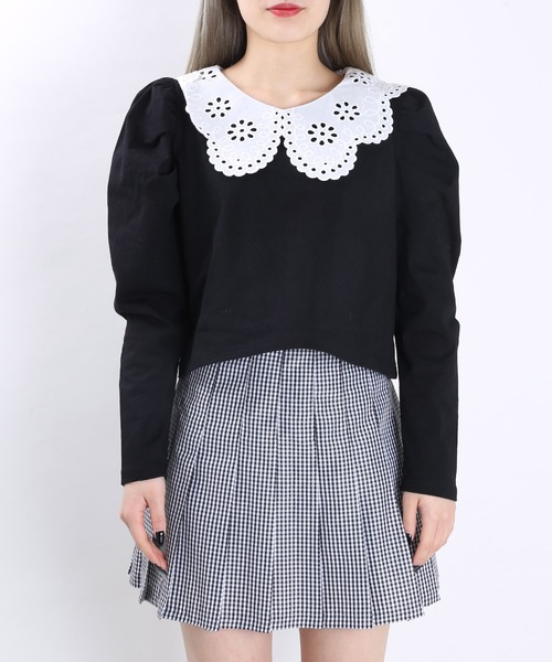 WC（ダブル シー）の「WC/レース襟長袖トップス（Tシャツ/カットソー・レディース・ベージュ/グリーン/ブラック・FREE）」の8枚目の写真