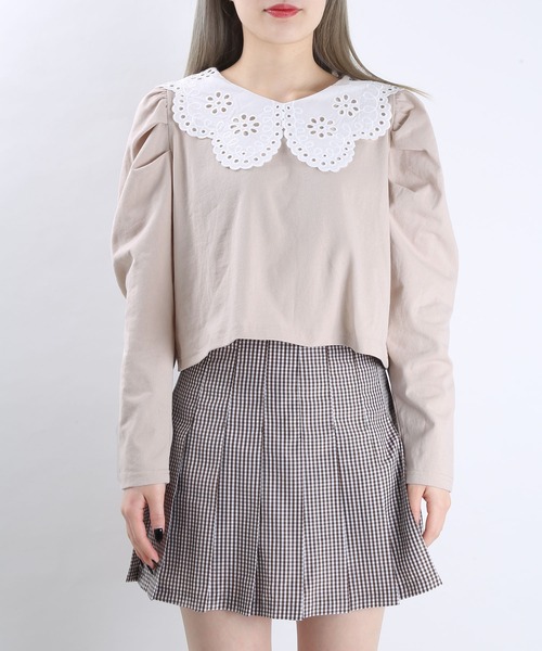 WC（ダブル シー）の「WC/レース襟長袖トップス（Tシャツ/カットソー・レディース・ベージュ/グリーン/ブラック・FREE）」の10枚目の写真