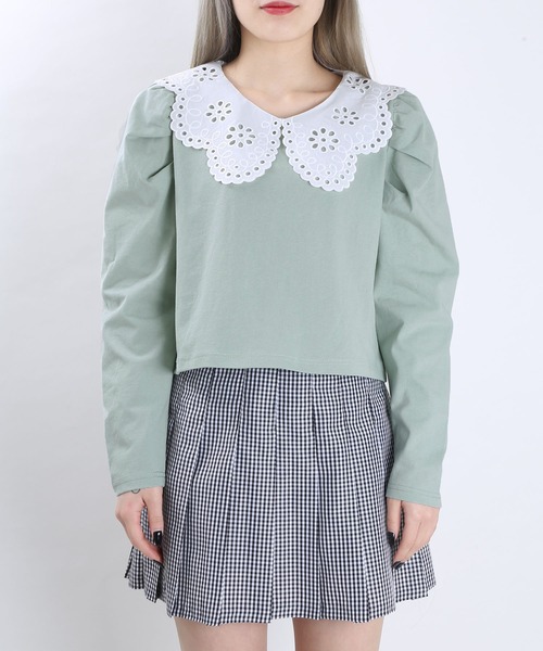 WC（ダブル シー）の「WC/レース襟長袖トップス（Tシャツ/カットソー・レディース・ベージュ/グリーン/ブラック・FREE）」の17枚目の写真