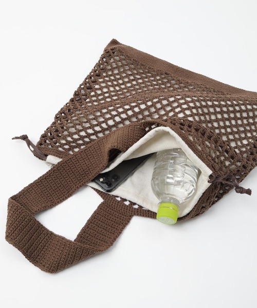 SEA DRESS（シードレス）の「ﾎﾟｰﾁ付ｸﾛｼｪ編みﾜﾝｼｮﾙﾀﾞｰﾊﾞｯｸﾞ（ショルダーバッグ・レディース・アイボリー/ブラウン・FREE）」の7枚目の写真