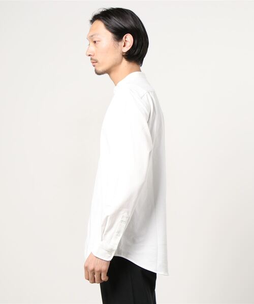 NAVY（ネイビー）の「マジかる 首回りをすっきり清潔感のある印象に バンドカラーシャツ ソロテックス(R)を織り合わせた軽い素材で快適な着心地（シャツ/ブラウス・メンズ・ブラック/グレー/ホワイト・L/XL/M/S）」の14枚目の写真