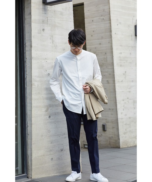 NAVY（ネイビー）の「マジかる 首回りをすっきり清潔感のある印象に バンドカラーシャツ ソロテックス(R)を織り合わせた軽い素材で快適な着心地（シャツ/ブラウス・メンズ・ブラック/グレー/ホワイト・L/XL/M/S）」の17枚目の写真