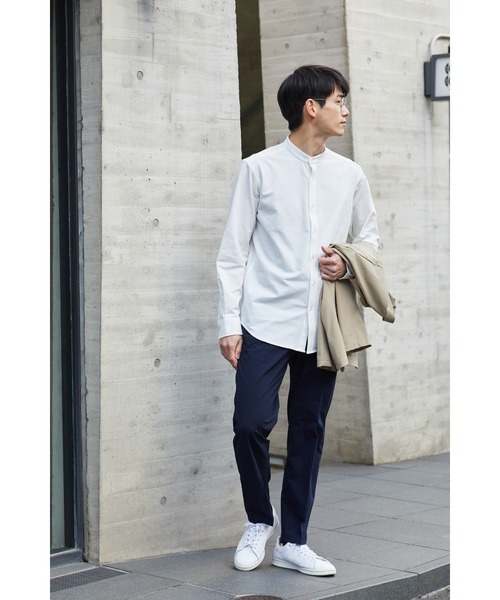 NAVY（ネイビー）の「マジかる 首回りをすっきり清潔感のある印象に バンドカラーシャツ ソロテックス(R)を織り合わせた軽い素材で快適な着心地（シャツ/ブラウス・メンズ・ブラック/グレー/ホワイト・L/XL/M/S）」の9枚目の写真