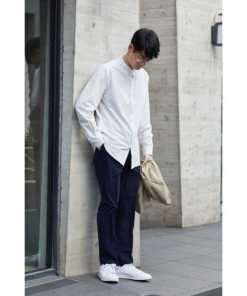 NAVY（ネイビー）の「マジかる 首回りをすっきり清潔感のある印象に バンドカラーシャツ ソロテックス(R)を織り合わせた軽い素材で快適な着心地（シャツ/ブラウス・メンズ・ブラック/グレー/ホワイト・L/XL/M/S）」の15枚目の写真