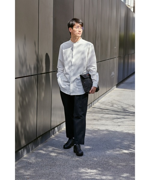 NAVY（ネイビー）の「マジかる 首回りをすっきり清潔感のある印象に バンドカラーシャツ ソロテックス(R)を織り合わせた軽い素材で快適な着心地（シャツ/ブラウス・メンズ・ブラック/グレー/ホワイト・L/XL/M/S）」の18枚目の写真