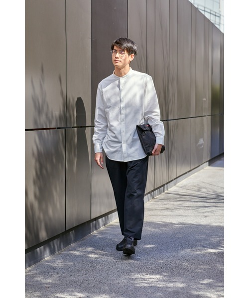 NAVY（ネイビー）の「マジかる 首回りをすっきり清潔感のある印象に バンドカラーシャツ ソロテックス(R)を織り合わせた軽い素材で快適な着心地（シャツ/ブラウス・メンズ・ブラック/グレー/ホワイト・L/XL/M/S）」の10枚目の写真