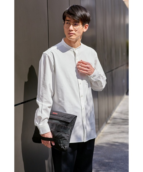 NAVY（ネイビー）の「マジかる 首回りをすっきり清潔感のある印象に バンドカラーシャツ ソロテックス(R)を織り合わせた軽い素材で快適な着心地（シャツ/ブラウス・メンズ・ブラック/グレー/ホワイト・L/XL/M/S）」の21枚目の写真