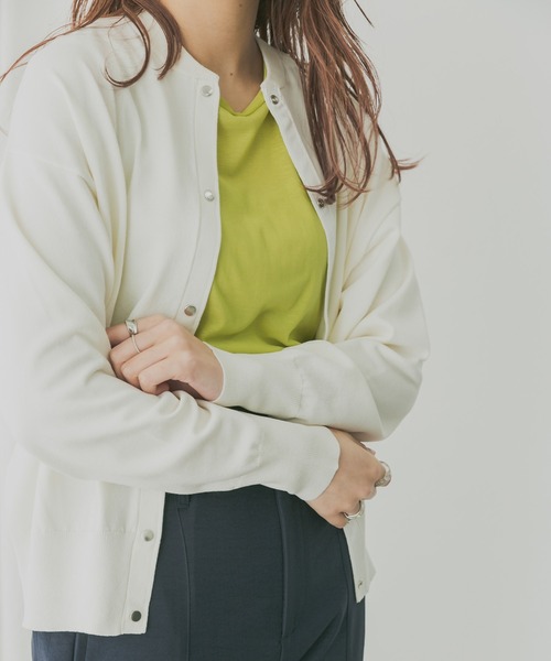 KBF+(ケービーエフプラス)の「KBF+ コンパクトニットカーディガン(カーディガン/ボレロ・レディース・ブラック/パープル/オフホワイト/キャメル・ONE)」の20枚目の写真